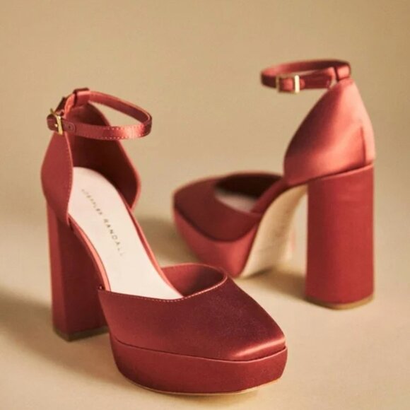 Loeffler Randall Selina satin closed toe ankle strap platforms "rust" - Picture 1 of 15